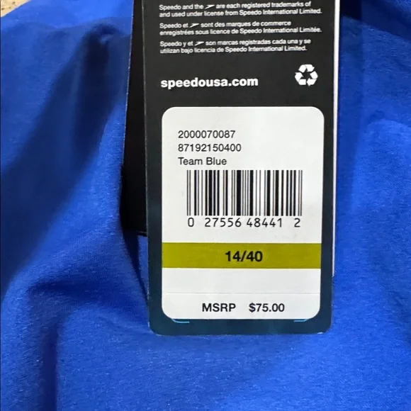 Speedo Swimsuit One Piece Endurance+ Cross Back Solid Team Blue 40 14 NWT - Picture 7 of 9